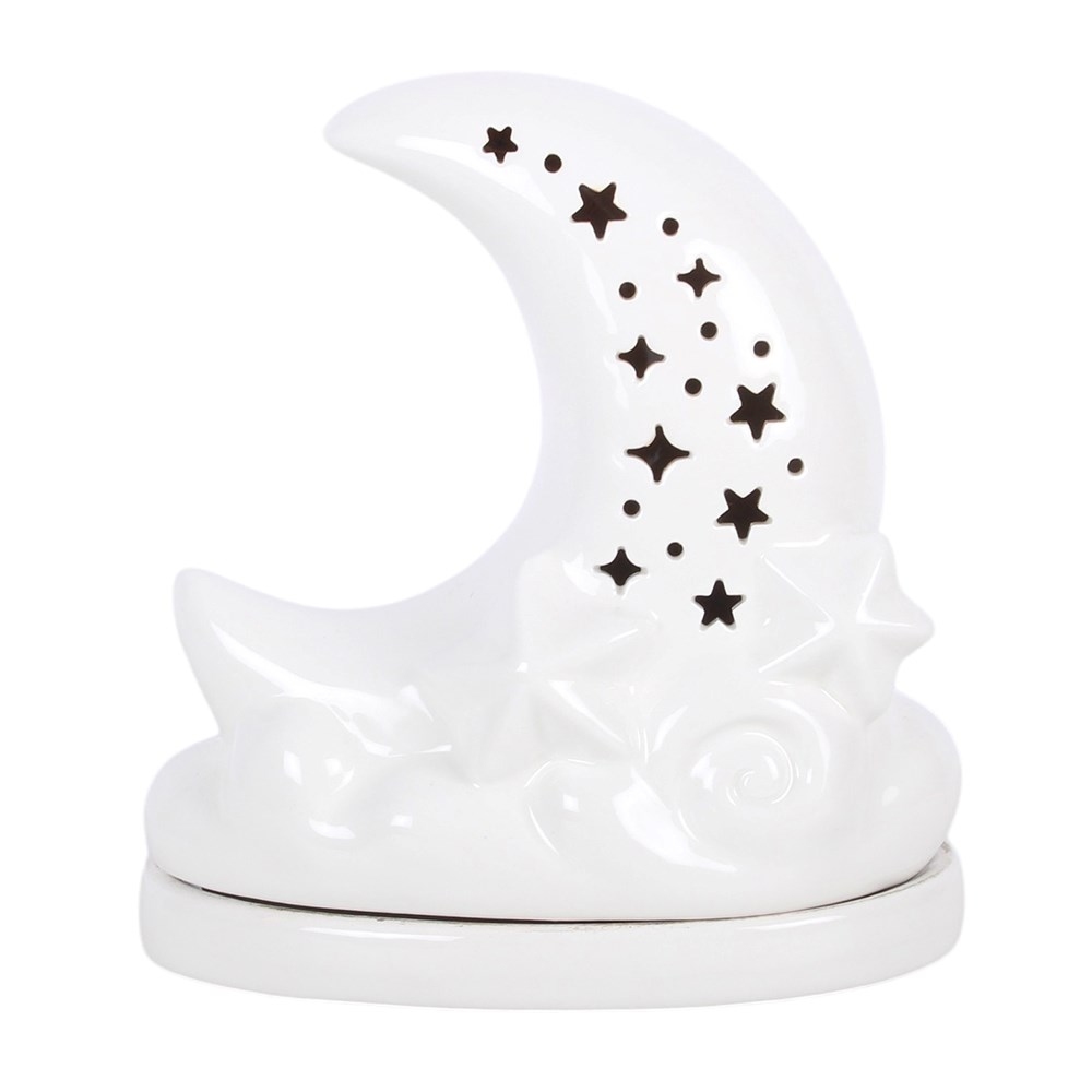 Something Different - White Pastel Skies Moon Incense Cone Holder Weihrauchhalter - Weiß